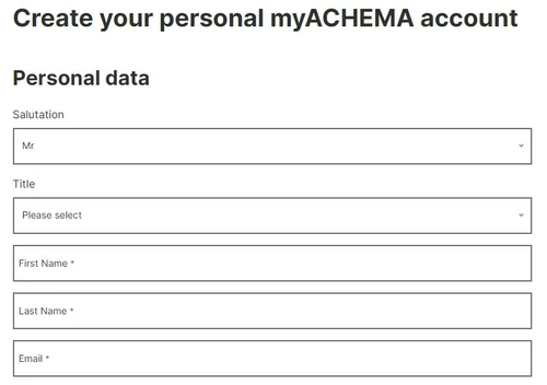 myACHEMA registration form