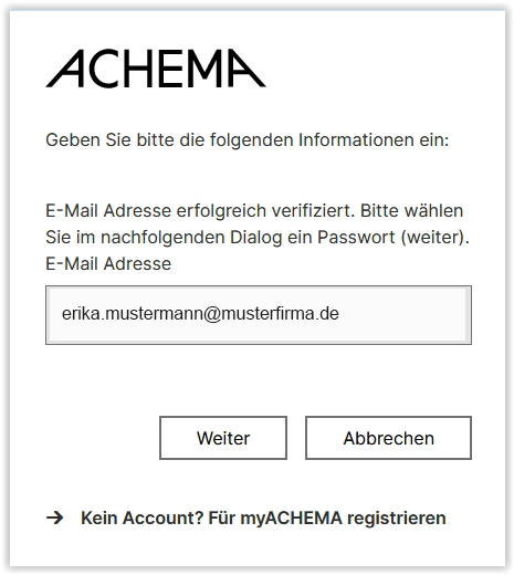 E-Mail-Adresse erfolgreich verifiziert